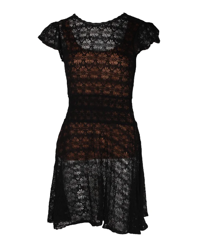 Red Valentino Knit Mini Dress in Black Cotton