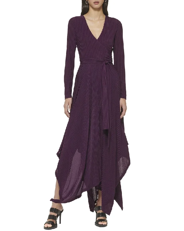 DKNY Rib Hacci Wrap Maxi Dress