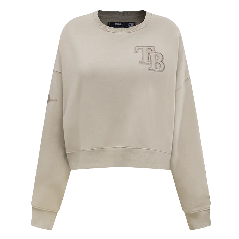 SUDADERA DE CUELLO REDONDO MLB TAMPA BAY RAYS NEUTRAL PARA MUJER