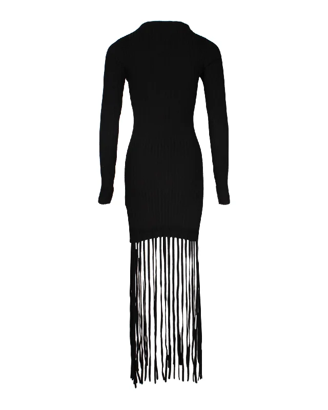 Ganni Fringed Dress in Black Rayon