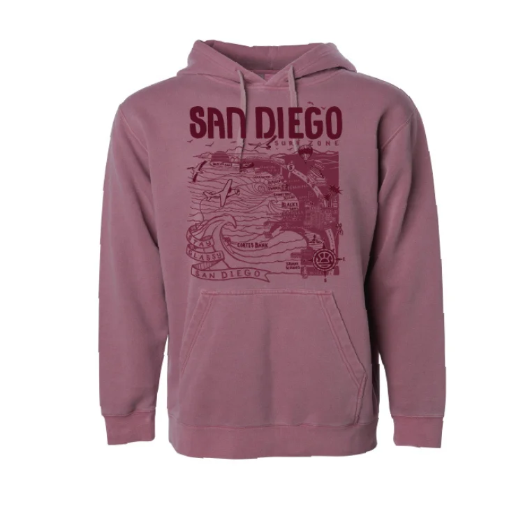 SunDiego Map Hoodie - Pigment Maroon/Rust/Deep Maroon