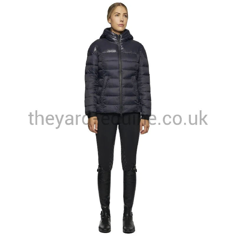 Cavalleria Toscana Coat - Padded Shiny/Matt Nylon Hooded Puffer Navy