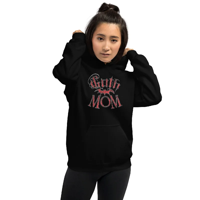 Red Goth Mom with Bat Mother's Day Unisex Hoodie Sweatshirt