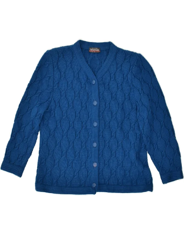 DEVERNOIS PARIS Womens Cardigan Sweater UK 12 Medium Blue