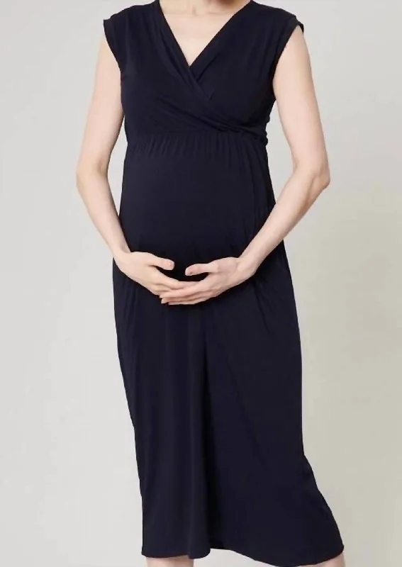 Jersey Nursing Dress In Navy