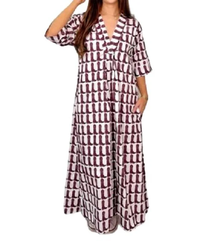 Henriette Caftan Dress In Maroon Boots