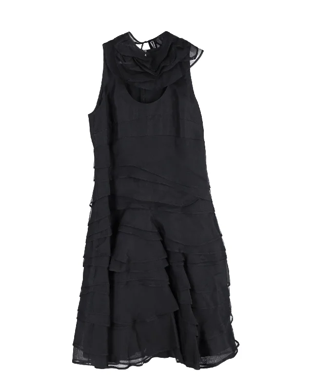 Boss by Hugo Boss Layered Sleeveless Dress in Black Polyamide