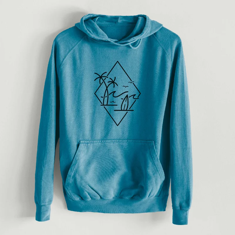 Summer Surf Diamond  - Mid-Weight Unisex Vintage 100% Cotton Hoodie