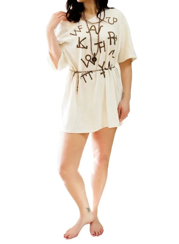 Brand T Shirt Dress In Ivory/brown