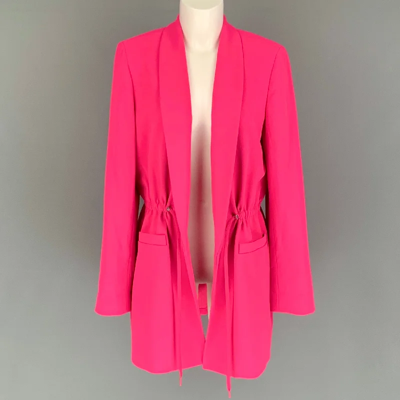 ALICE + OLIVIA Size L Pink Polyester Solid Shawl Collar Jacket