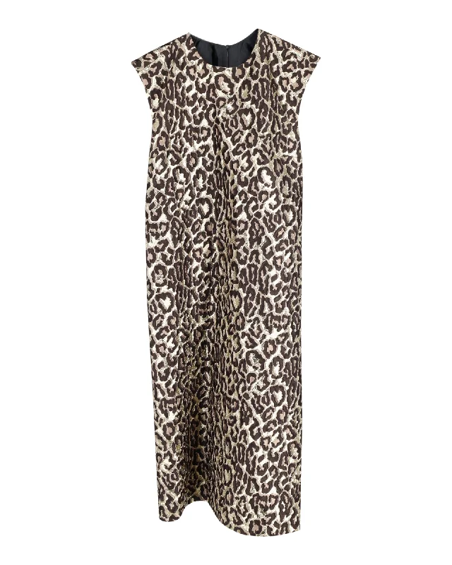 Rochas Cap Sleeve Dress in Animal Print Cotton