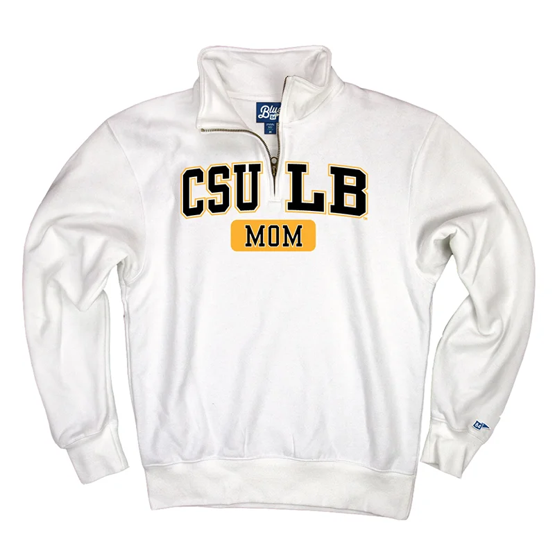 Mom CSULB 1/4 Quarter Zip Fleece - White, Blue 84