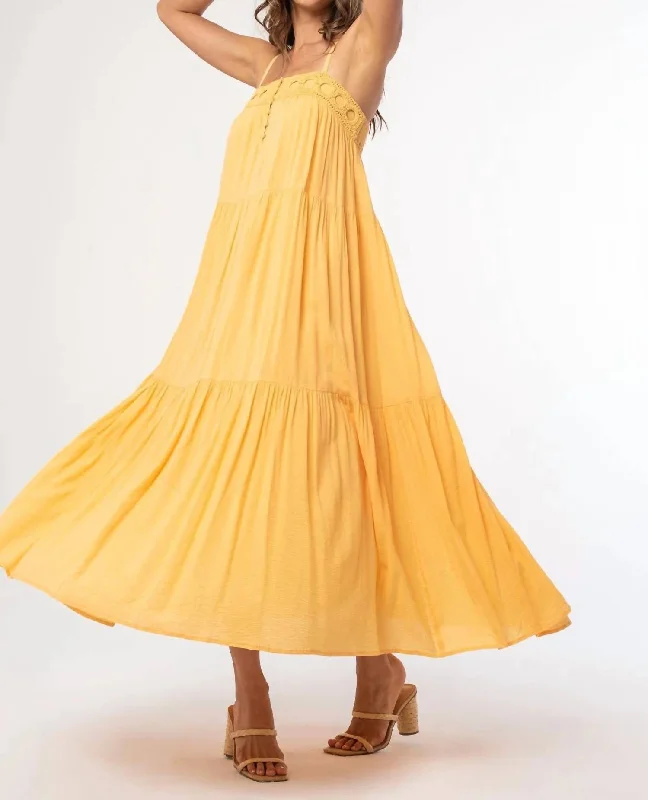 Bohemian Crochet Tiered Maxi Dress In Sherbet