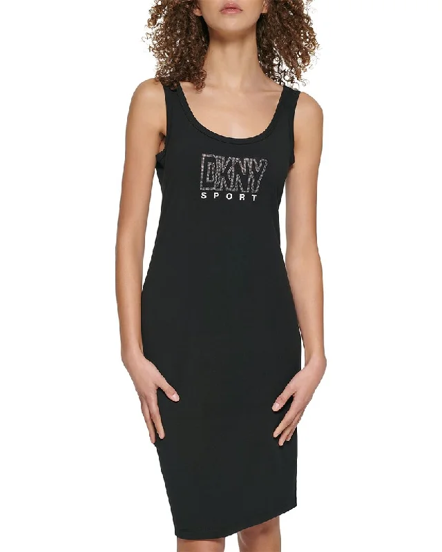 DKNY Rhinestone Outline Logo Tank Dress