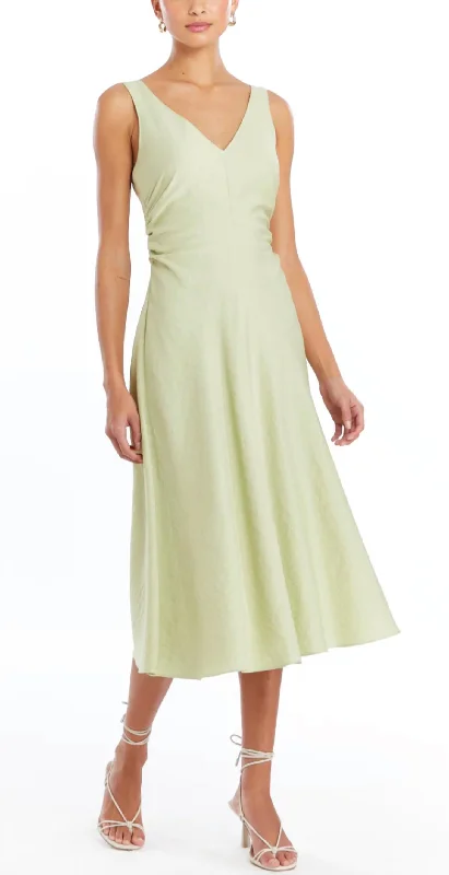 Sabal Linen Blend Dress In Aloe