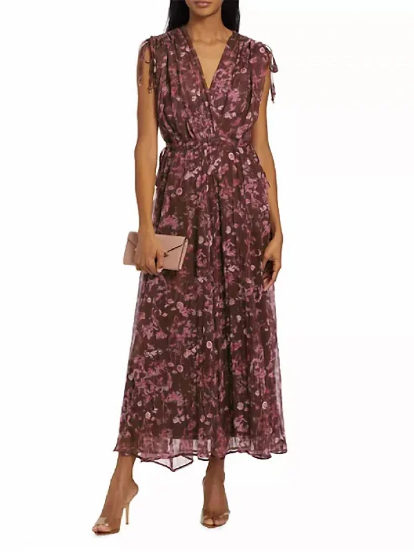 Pollonia Dress In Mahogany Brown Print