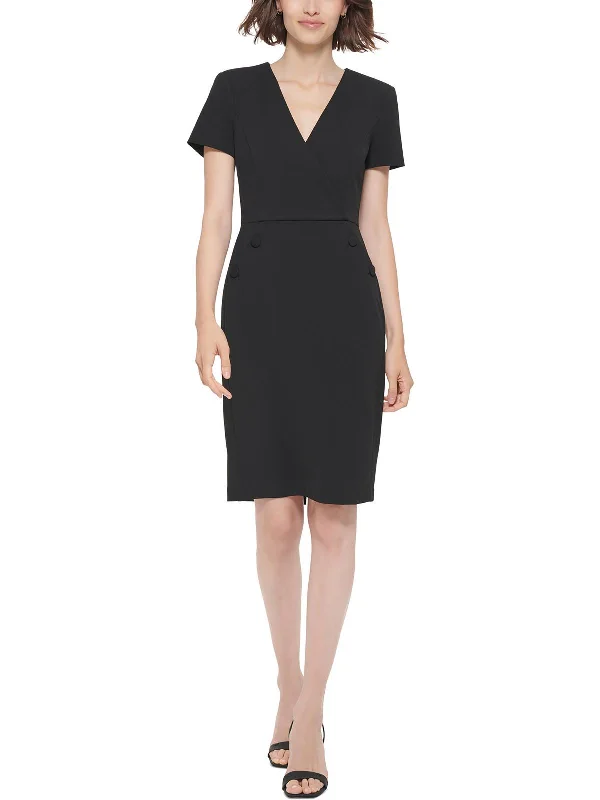 Womens Faux Wrap Work day wear Sheath Dress