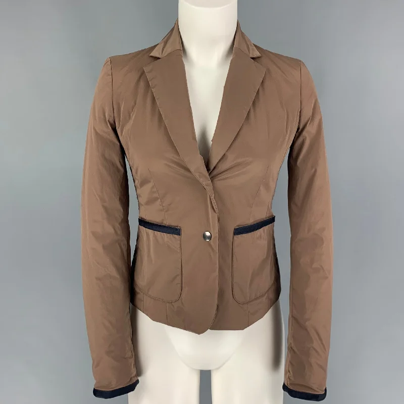 JIL SANDER Size 4 Khaki Polyamide Blend Padded Jacket Blazer