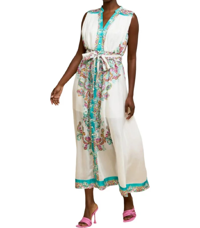 Aloia Tencel Maxi Dress In Engineer Print