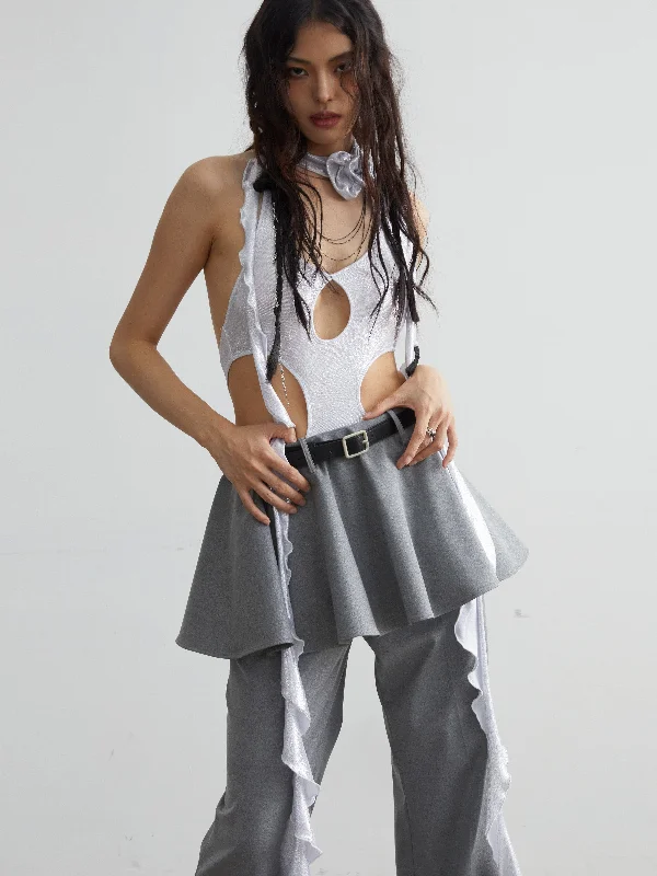 Silver Metallic Stretch Vest - Sleek And Sensual