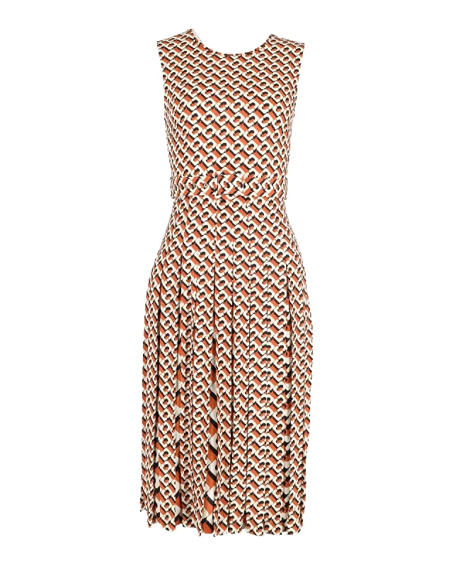 Diane Von Furstenberg Printed Sleeveless Dress in Multicolor Polyester