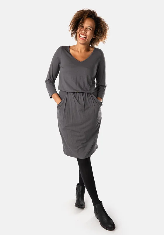 Constance Grey Blouson Dress