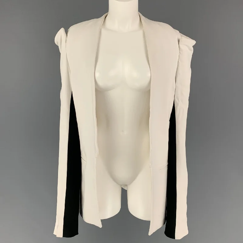 GARETH PUGH SS 19 Size M White Black Not Listed Two Tone Open Front Coat