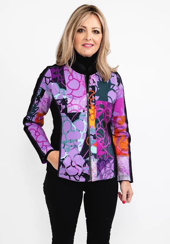 Dolcezza Printed Jersey Short Jacket, Purple Multi