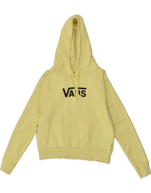 VANS Womens Graphic Hoodie Jumper UK 6 XS Yellow Cotton