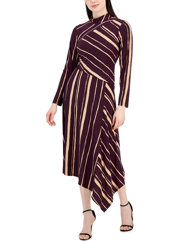 Womens Jersey Striped Midi Dress