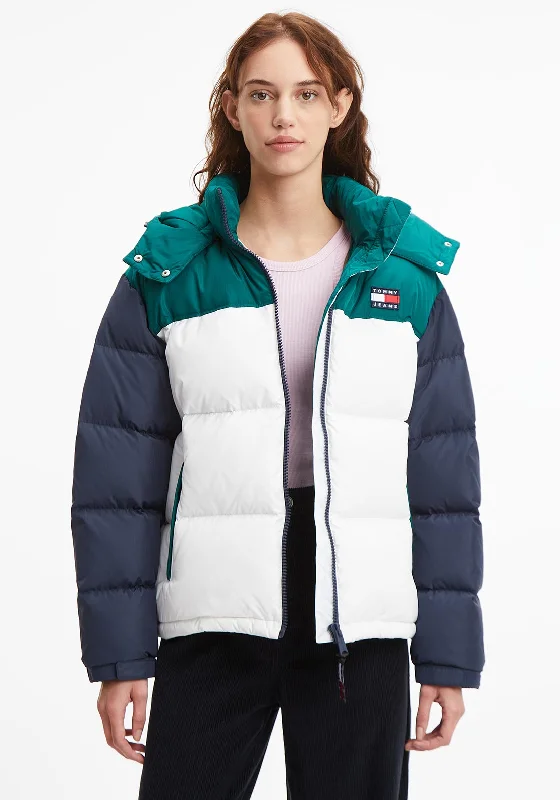 Tommy Jeans Womens Alaska Puffer Coat, Dark Turf Green Multi