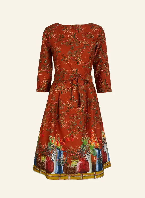 Beatrice - Rust Winter Berries Dress