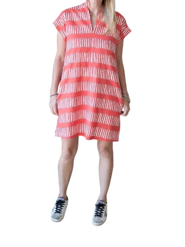 Nancy Dress In Inverted Red Ticking