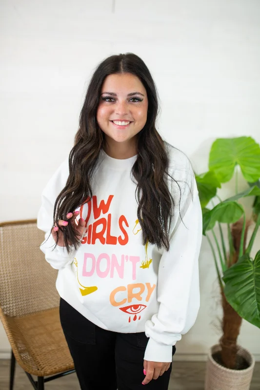 Cowgirls Don't Cry Sweatshirt-White