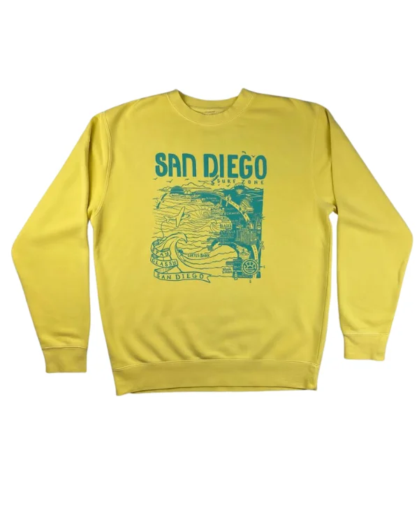 Sun Diego Women's Map Sweatshirt - Yellow/Blue