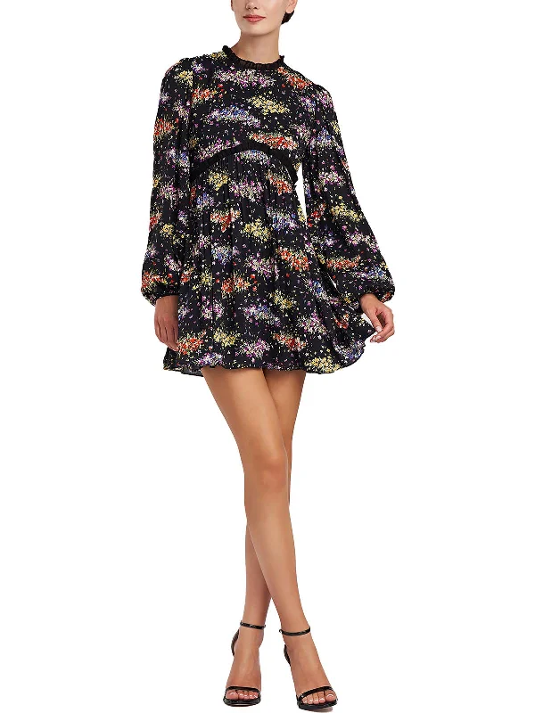 Womens Above Knee Floral Print Mini Dress