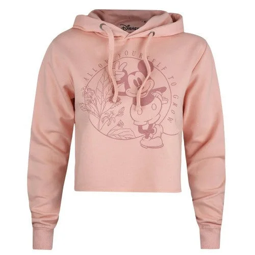 Disney Womens/Ladies Allow Yourself To Grow Mickey Mouse Crop Hoodie