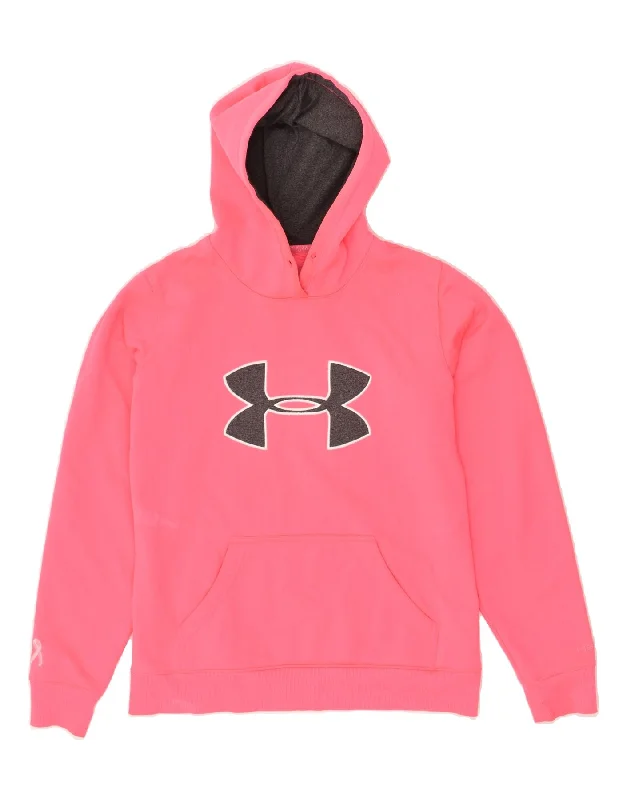 UNDER ARMOUR Womens Graphic Hoodie Jumper UK 10 Small Pink Polyester