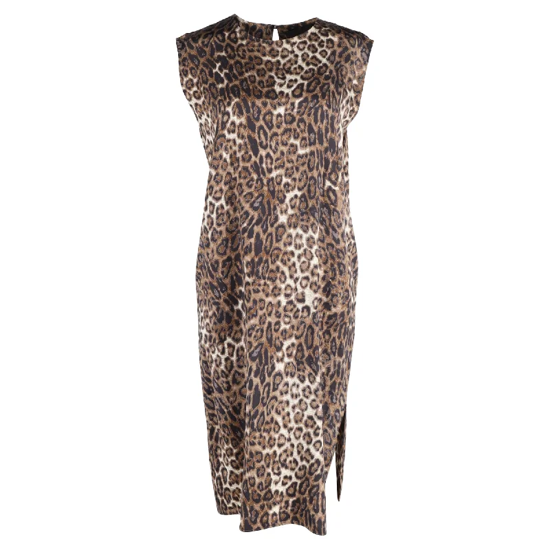 Nili Lotan Midi Dress in Animal Print Silk