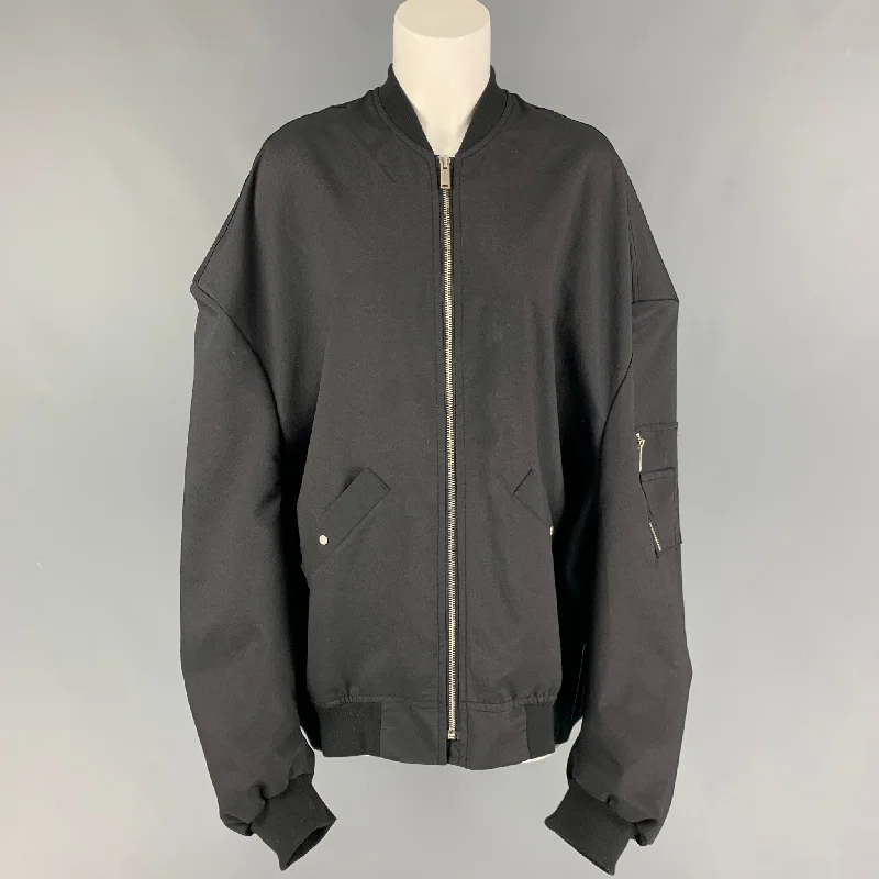 FRANKIE SHOP Size One Size Black Polyester Oversized Bomber Jacket