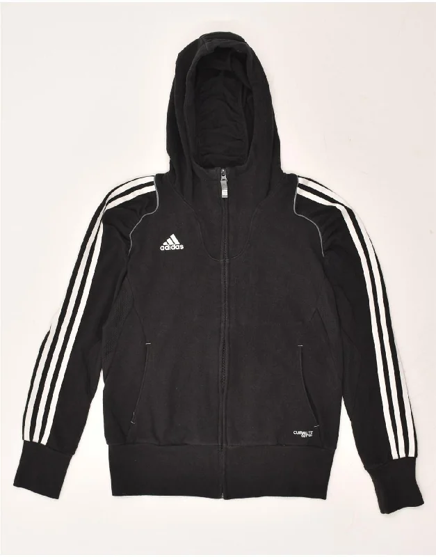 ADIDAS Womens Loose Fit Graphic Zip Hoodie Sweater UK 10 Small Black