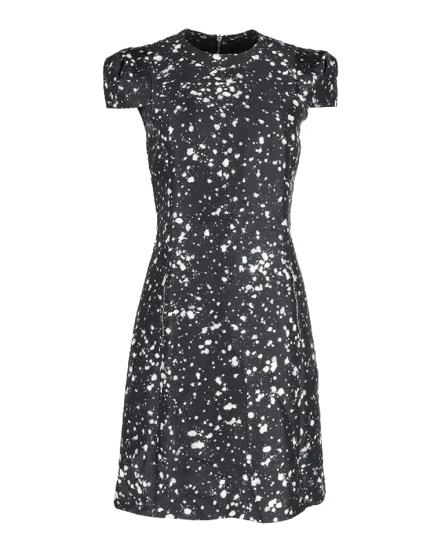 Michael Kors Short Sleeve Printed Dress in Black Cotton