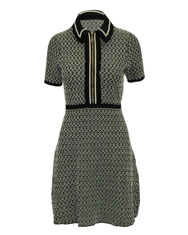 Sandro Polie Stretch Tweed Short Dress in Black Polyester