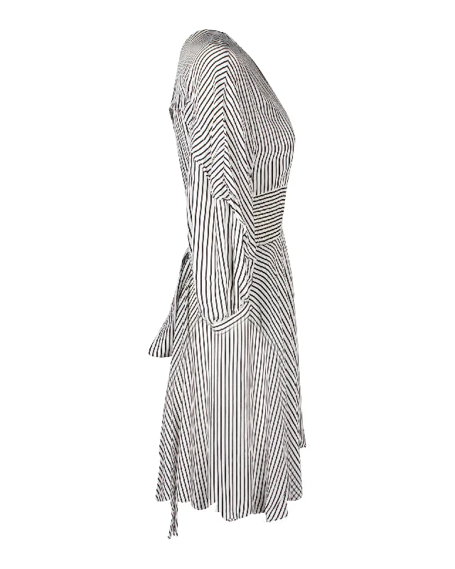 Maje Roxby Striped Mini Dress in White Cupro