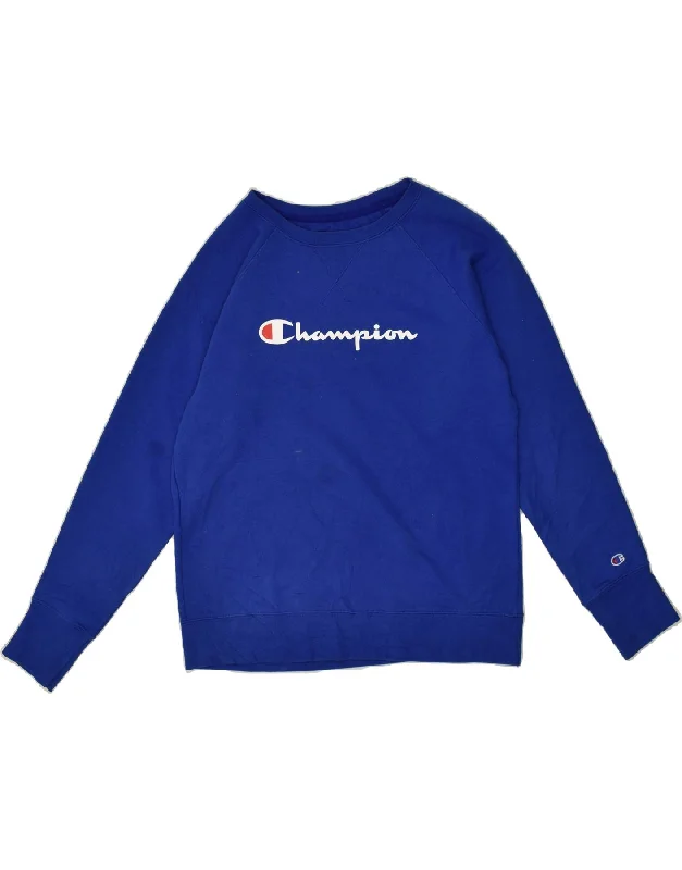 CHAMPION Womens Graphic Sweatshirt Jumper UK 14 Medium Blue