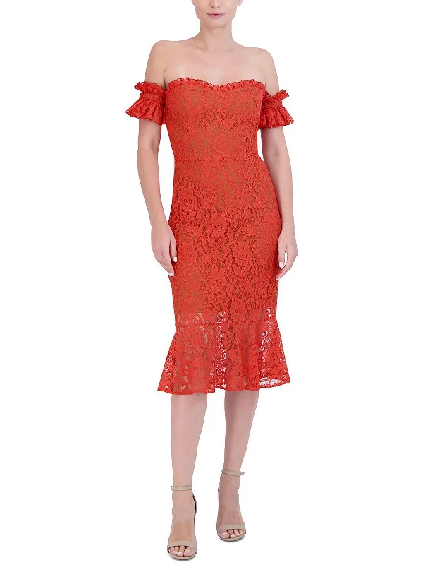 Womens Lace Mini Midi Dress