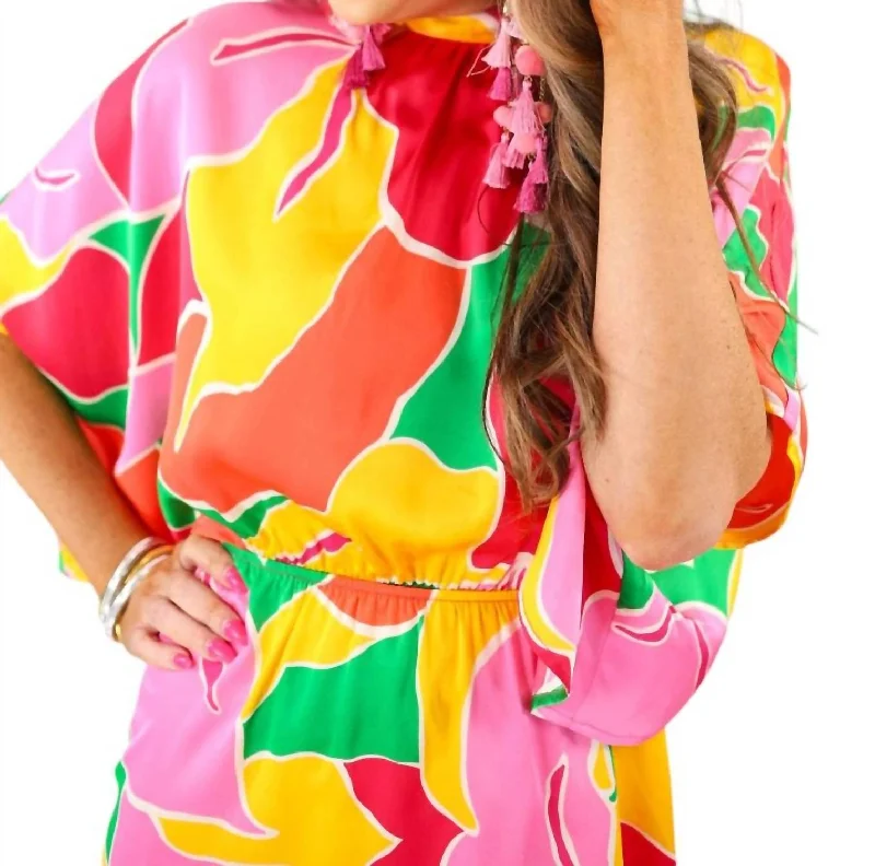 The Emeline Satin Dress In Multi Color