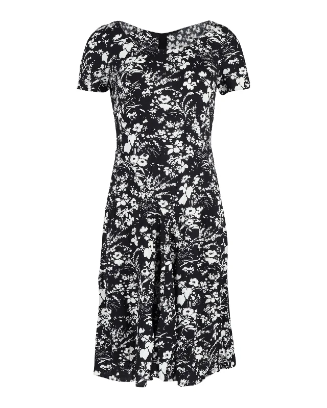 Prada Printed Short Sleeve Dress in Black Cotton