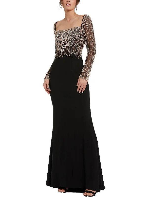 Womens Embellished Formal Evening Dress