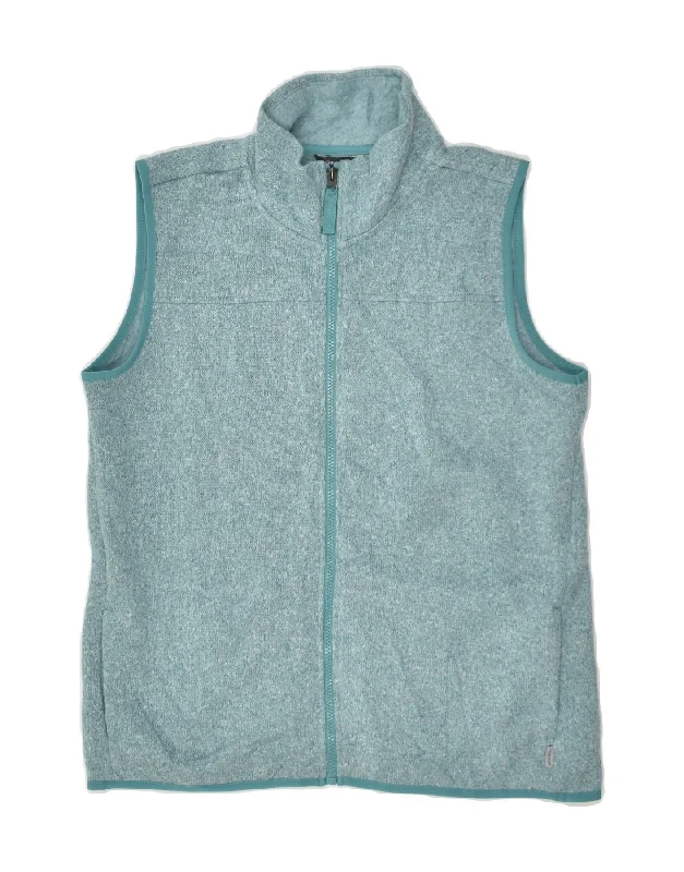 EDDIE BAUER Womens Sleeveless Cardigan Sweater UK 12 Medium Blue Polyester